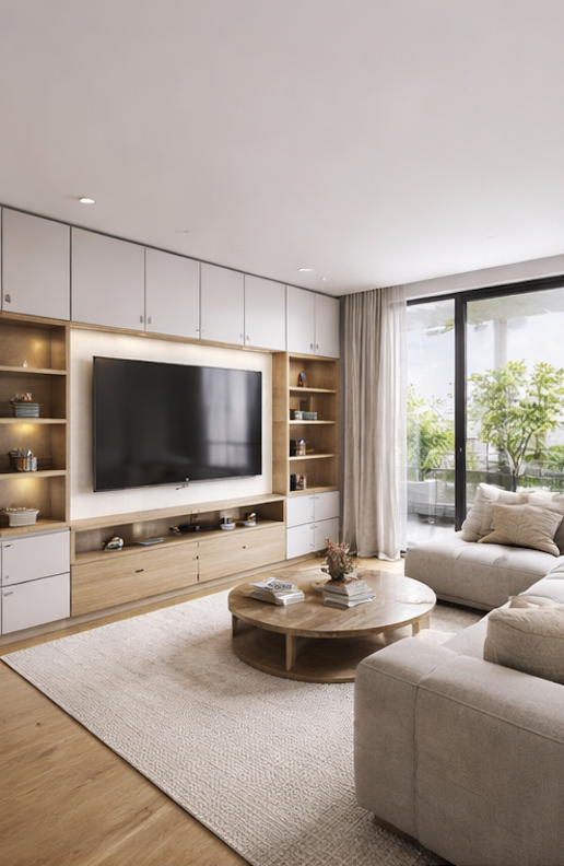 Salon lumineux de l'appartement